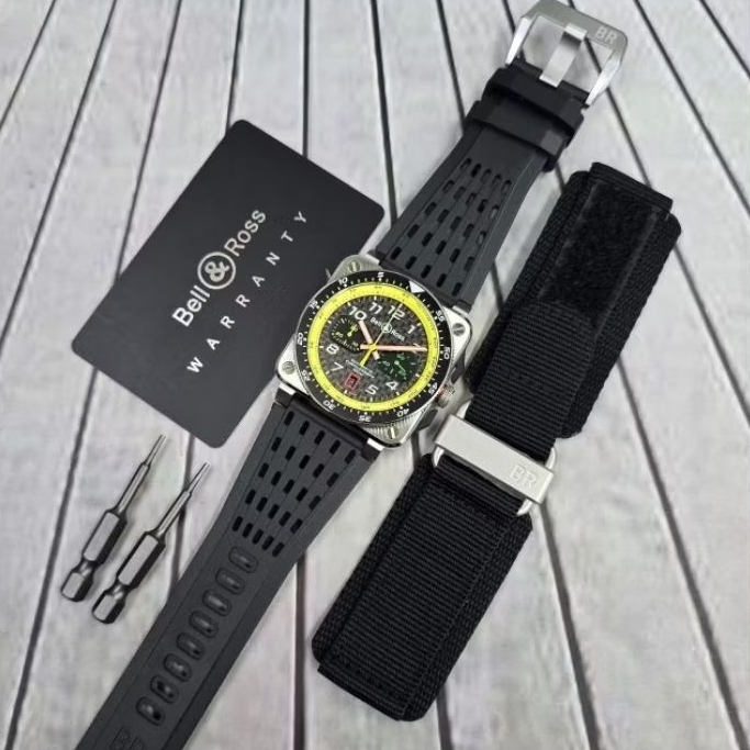 Jam tangan Automatic Swiss Chronograph Bell & Ross BR 03-94 RS19 Limited Edition Rubber & Nilon stra