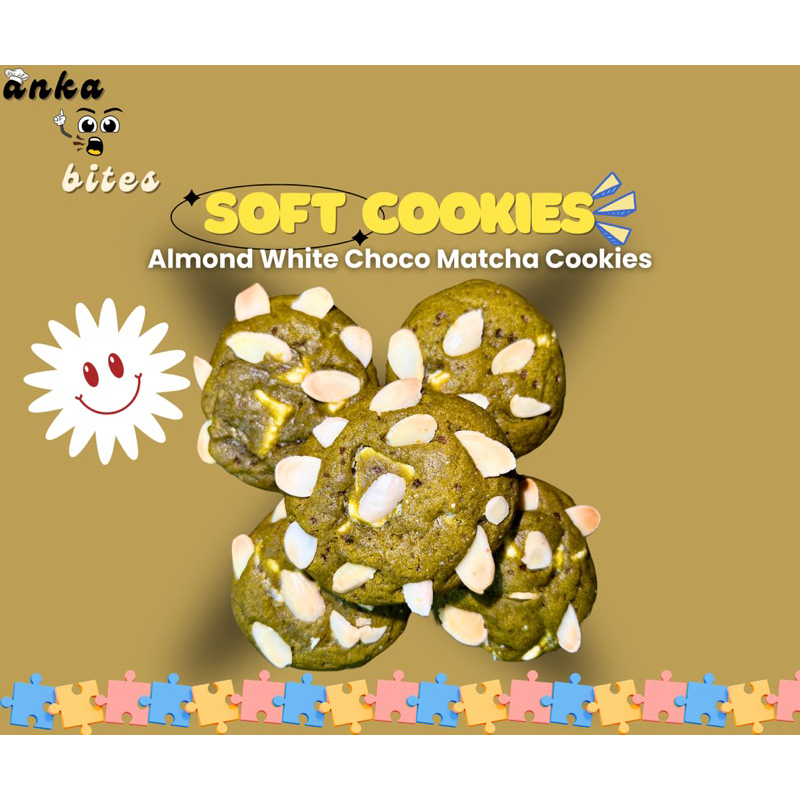 

Soft Cookies - Almond White Choco Matcha Cookies (Min. Order 3pcs)