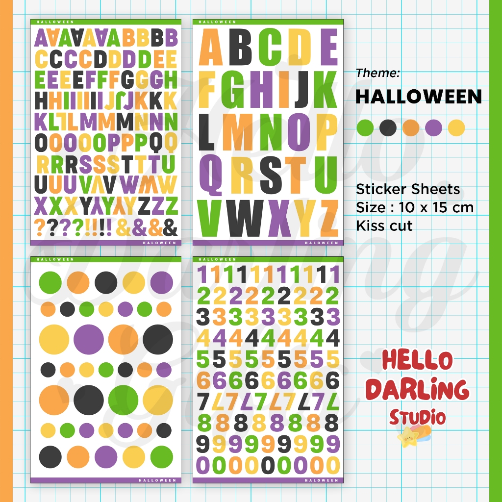 

Sticker Jurnal Deco Tema HALLOWEEN. Alphabet Sticker Sheet Journaling Scrapbook Deco. Kiss Cut.