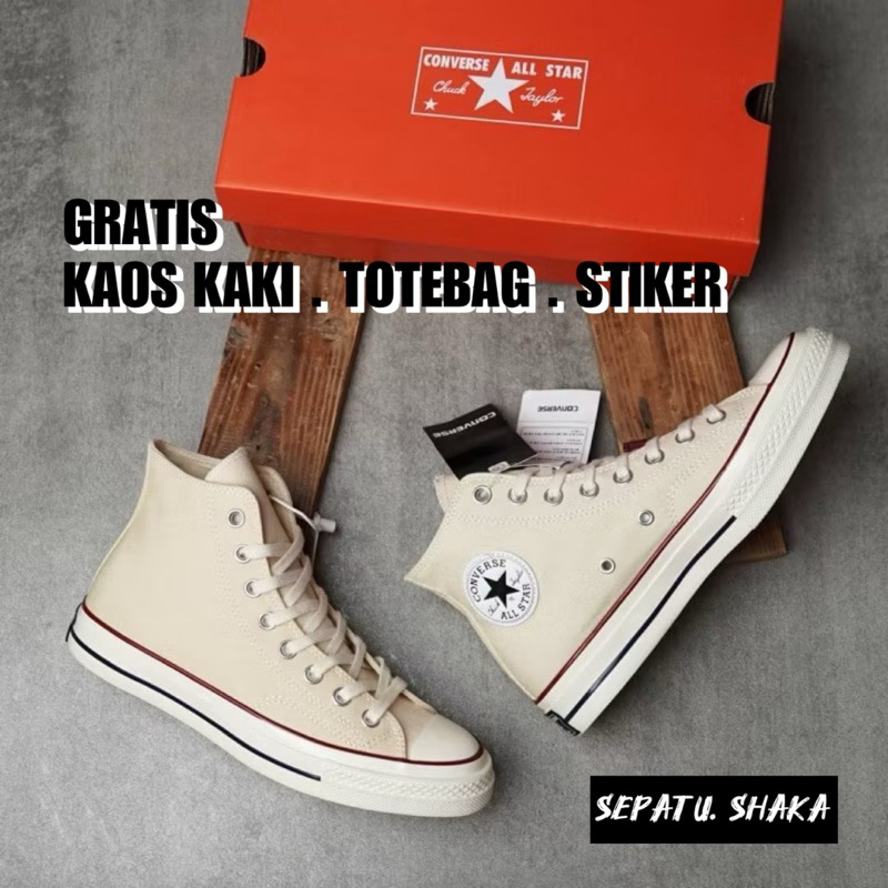 Converse Chuck Taylor 70S HI Parchment | Sepatu Converse 70 s Hight Cream Terlaris