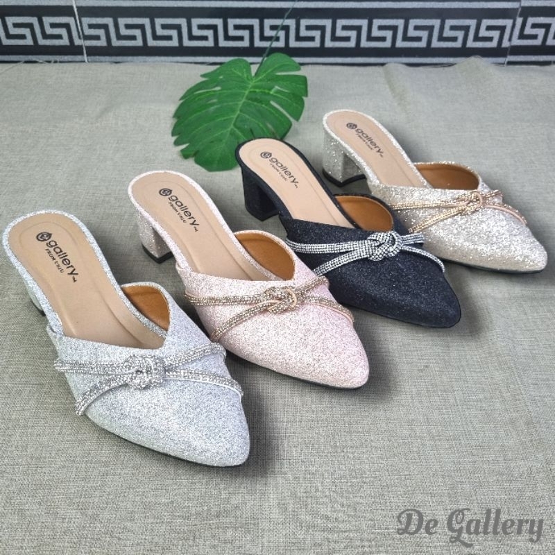 Sepatu Heels Pesta Wanita Hak 5cm Glitter Elegan | Mules Kondangan Mewah Gallery Design