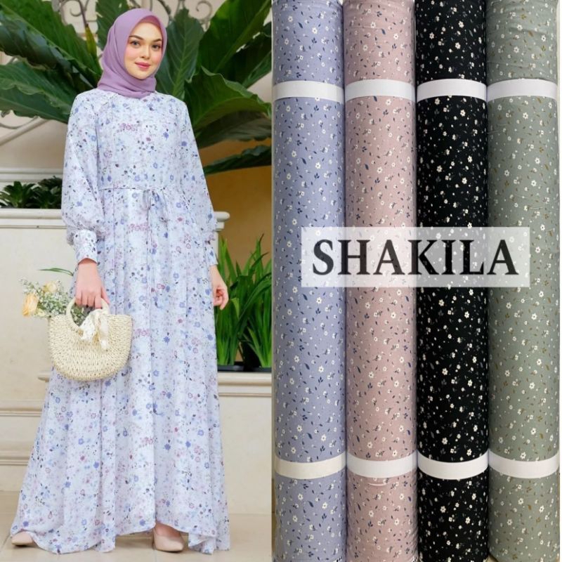 Kain Shakila Premium Motif Bunga harga per 0,5meter