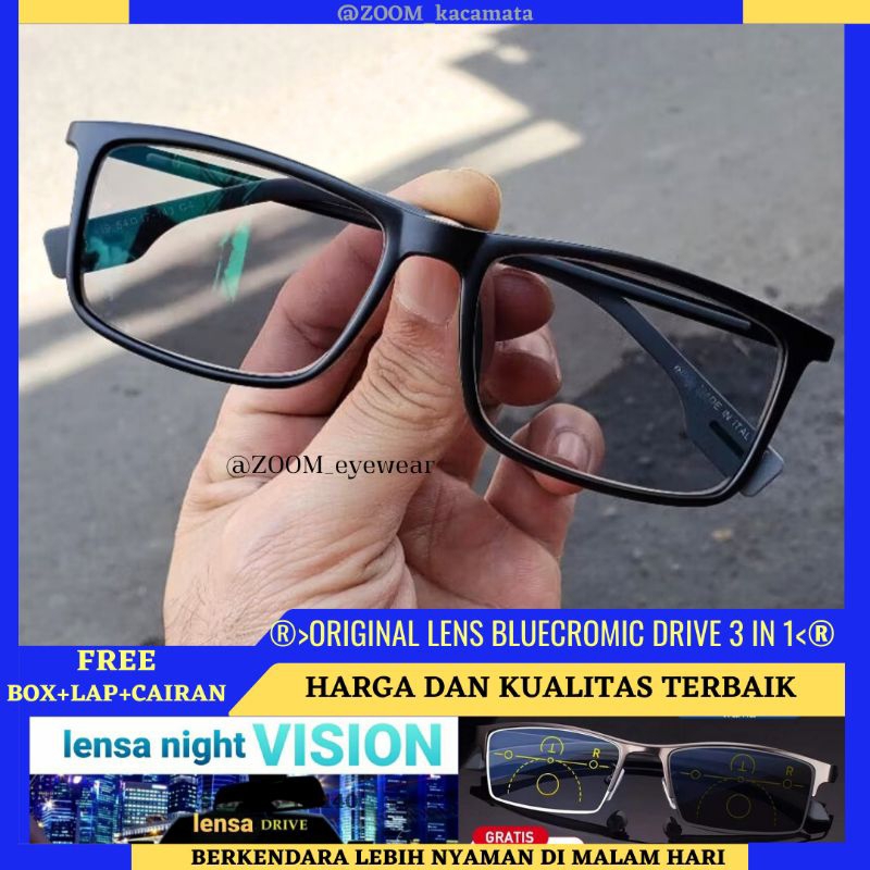 FRAME KACAMATA PRIA Minus Lensa Bluecromic Drive Antiradiasi 3 IN 1
