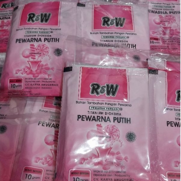 

Pemutih Pewarna Putih Makanan Rajawali R&W RW 1 Pak isi 10 Pcs 10gr