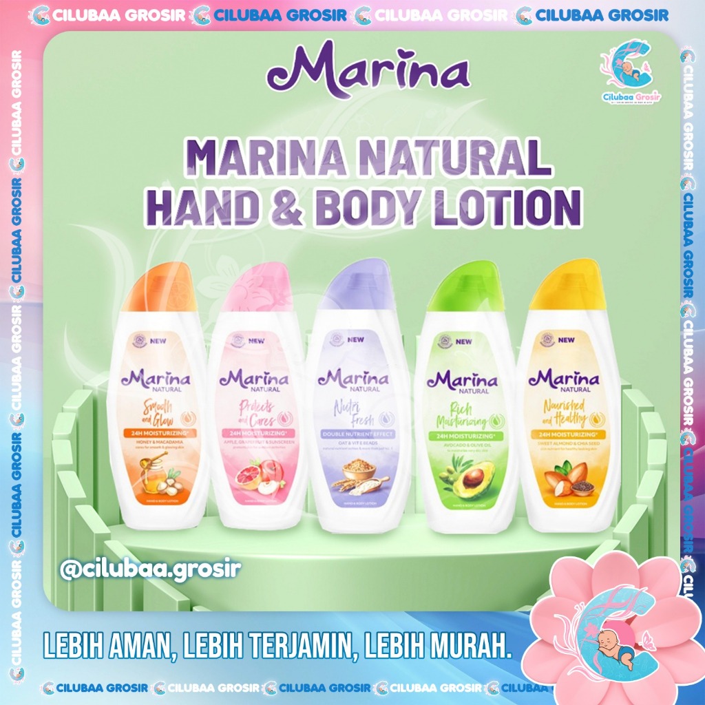 MARINA Natural Hand & Body Lotion 95ml 190ml 335ml 475ml || Marina Body Lotion || Body Serum || Mois