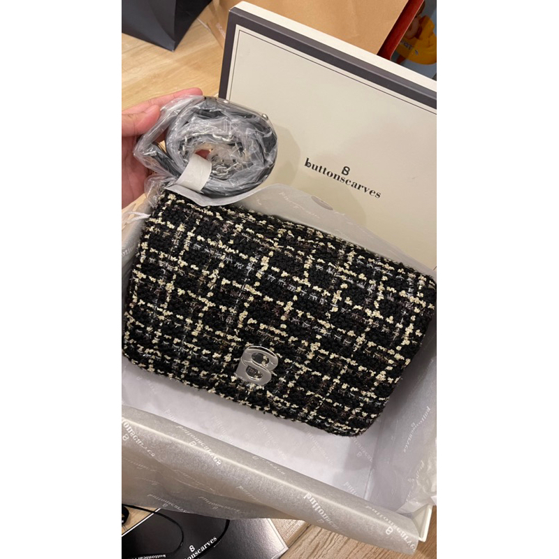 NEW Button Scarves tweed zoey bag before dawn lengkap box