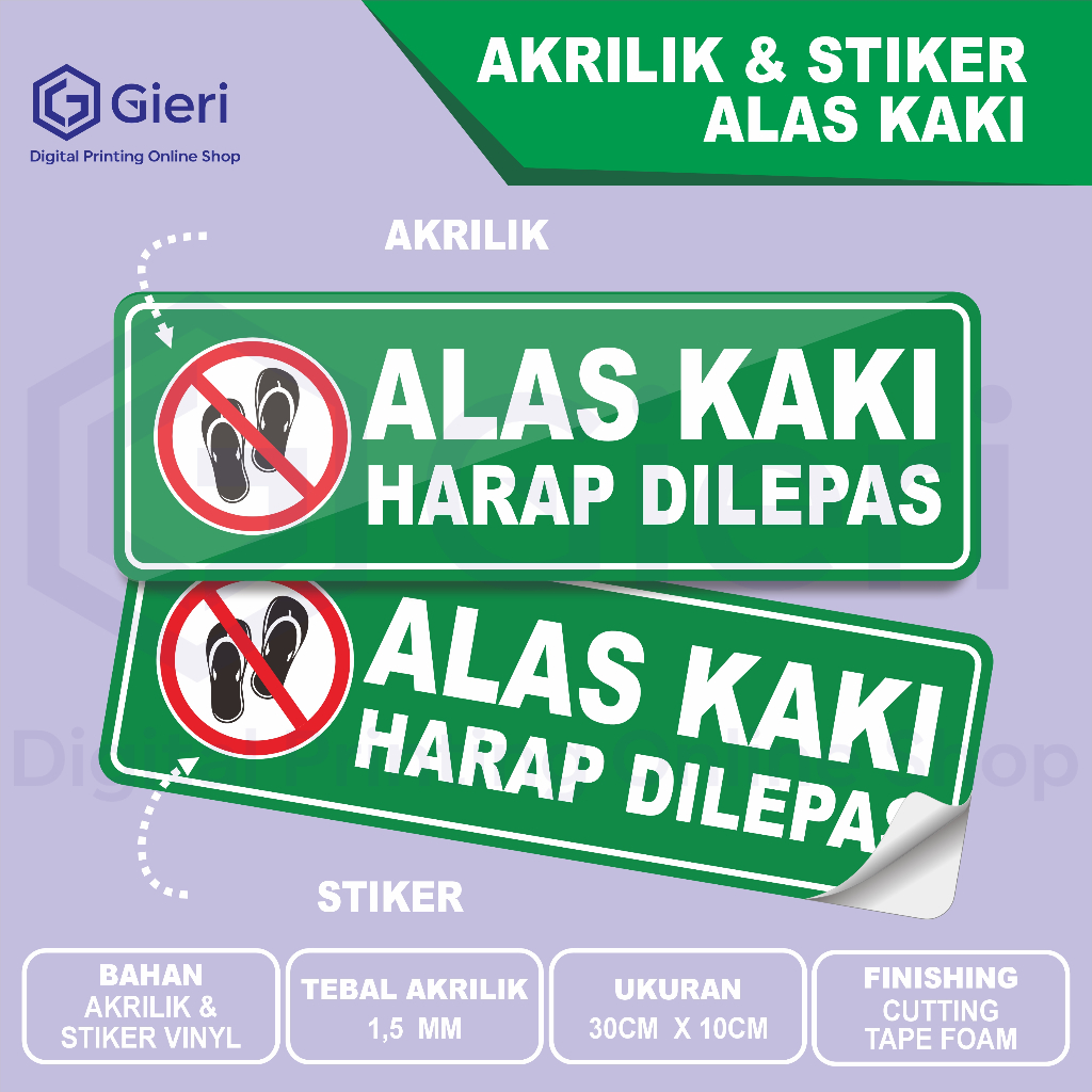 

AKRILIK & STIKER ALAS KAKI HARAP DILEPAS
