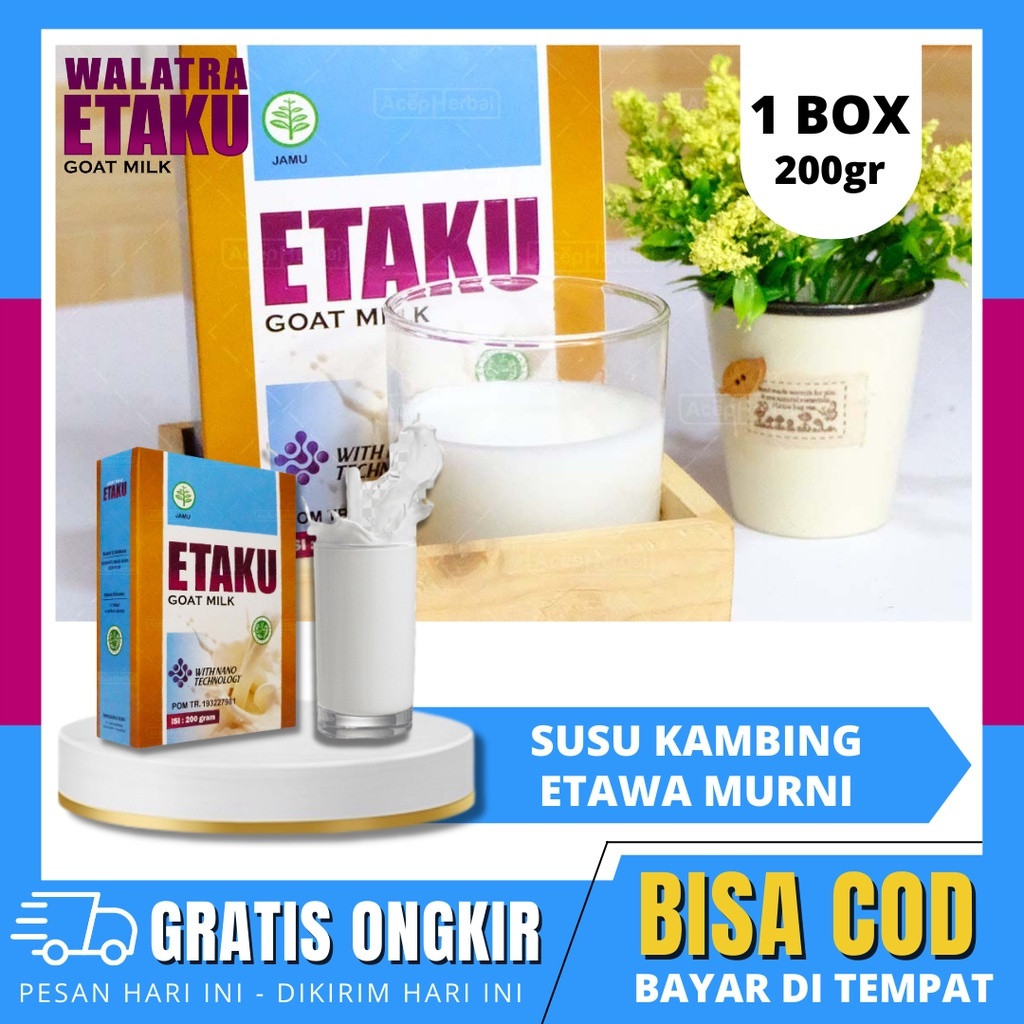 

KHUSUS HARI INI !!! ETAKU Goat Milk Susu Kambing Etawa 100% Original Peninggi Badan Atasi Masalah Persendian Dan Tulang
