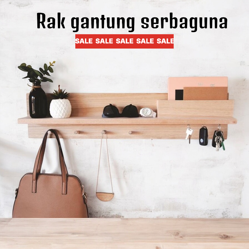 Galerikustore- Rak Gantungan Kunci, Tas, Topi, Tempat Menaruh Kunci, Tas, Topi Dan Kotak Nota Ukuran