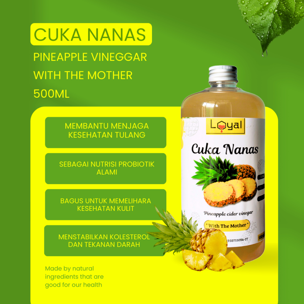 

Loyal Cuka Nanas Asli With Mother - Diet Detox Kesehatan - Organik Tanpa Campuran - Original Minuman Sehat