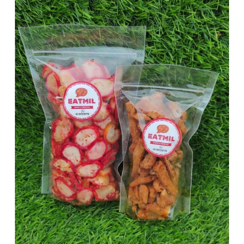

Jajanan cemilan paket bundling kerupuk seblak bantet dan basreng stik pedas 75gr