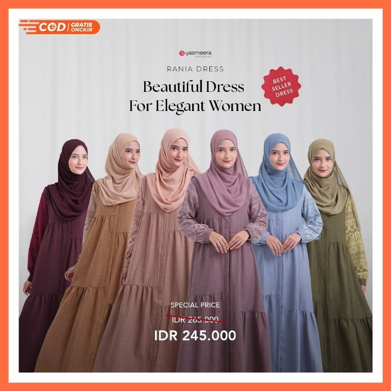 Gamis Kondangan Muslimah Terbaru Linen Sub Airflow Mix Tulipwood Rania Dress by Yasmeera