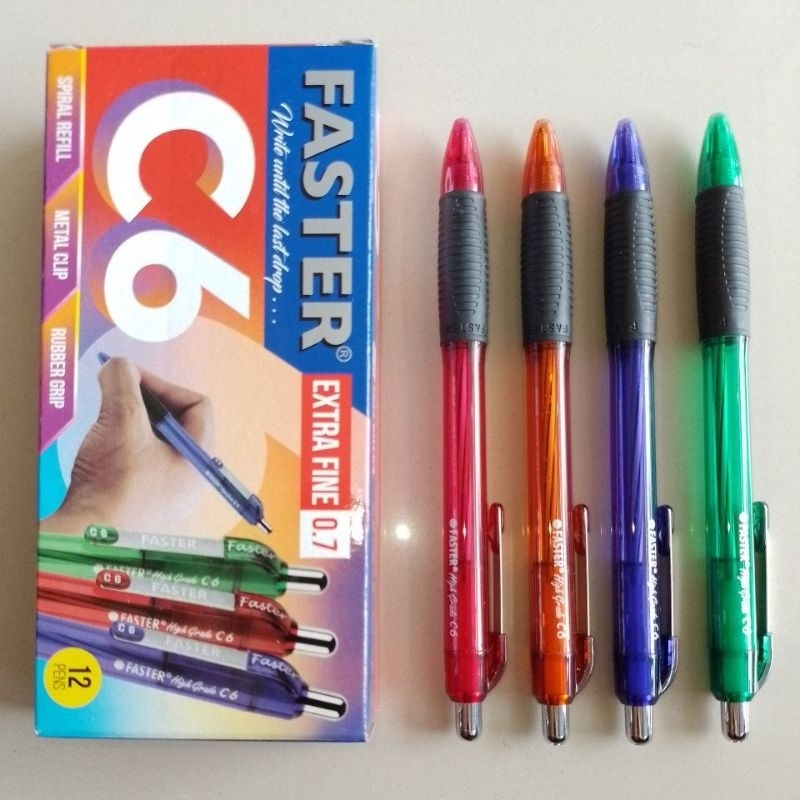 

Pulpen Ballpoint Faster C6 Extra Fine 0.7mm ( 12 Pcs ) [ Original ]