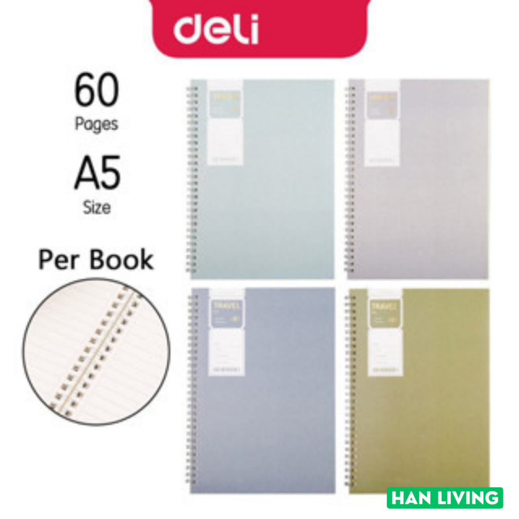 

HANLIVING Buku Catatan Notebook Jilid Spiral 60 Lembar A5