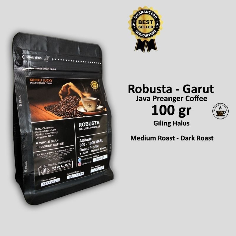 

Kopi Bubuk Robusta Premium 100gr Garut Medium Dark Roasting