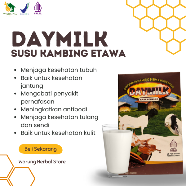 

Daymilk Susu Kambing Etawa Coklat 1 box | Suplemen tulang, sendi dan pernafasan anak dan dewasa