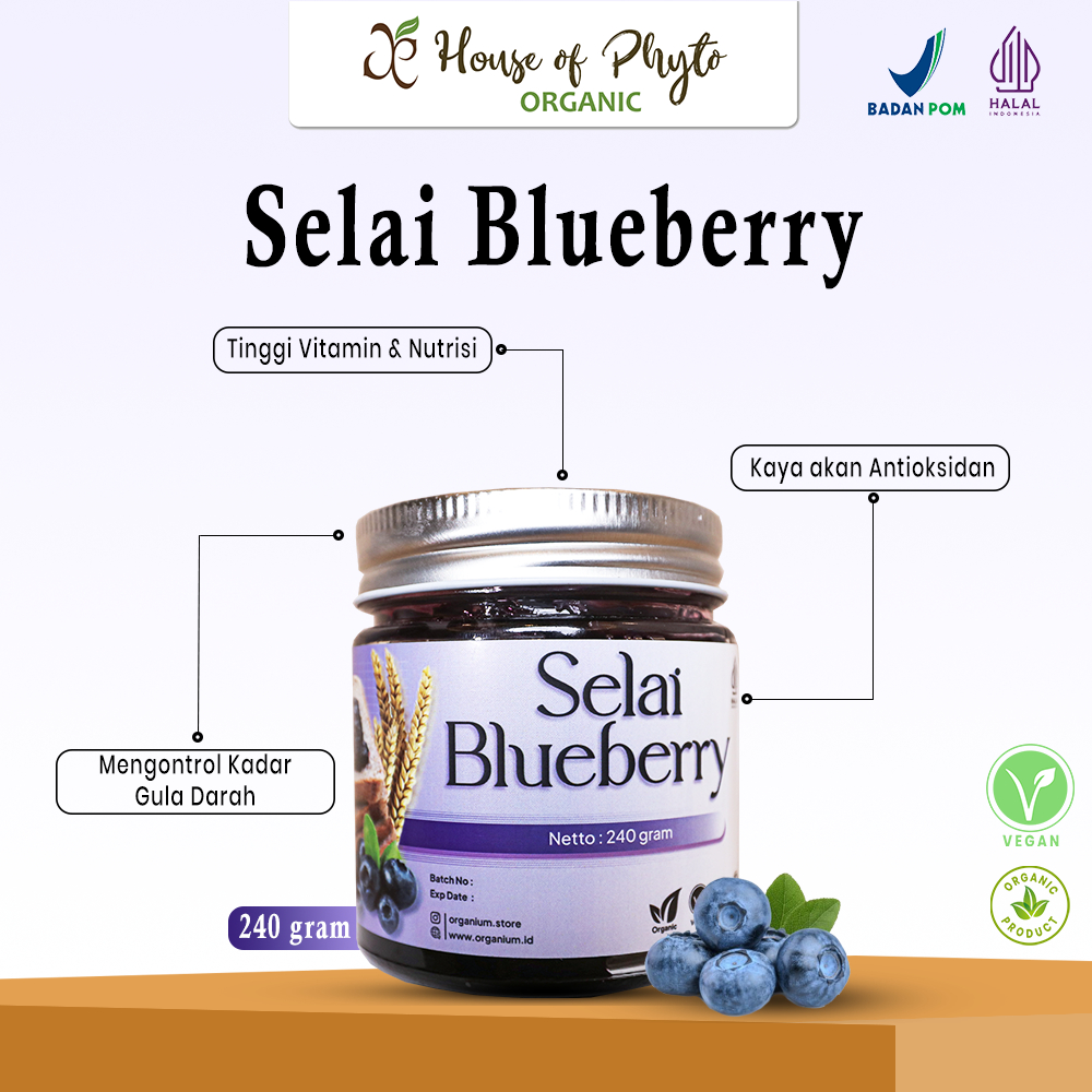 

Blueberry Jam ORGANIUM Selai Blueberry, Selai Roti Blueberry - 240g