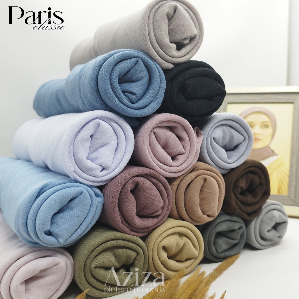 Hijab Paris Jadul Segiempat Original Premium Bahan Tebal Anti Lecek Jahit Tepi Ecer dan Grosir