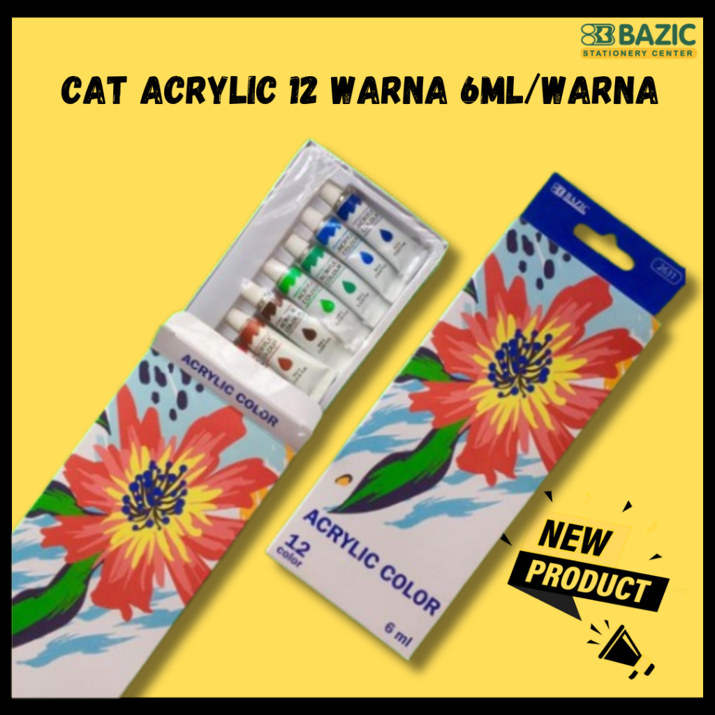 

CAT ACRYLIC 2631 BAZIC 12 WARNA / ISI 6 ML CAT WARNA