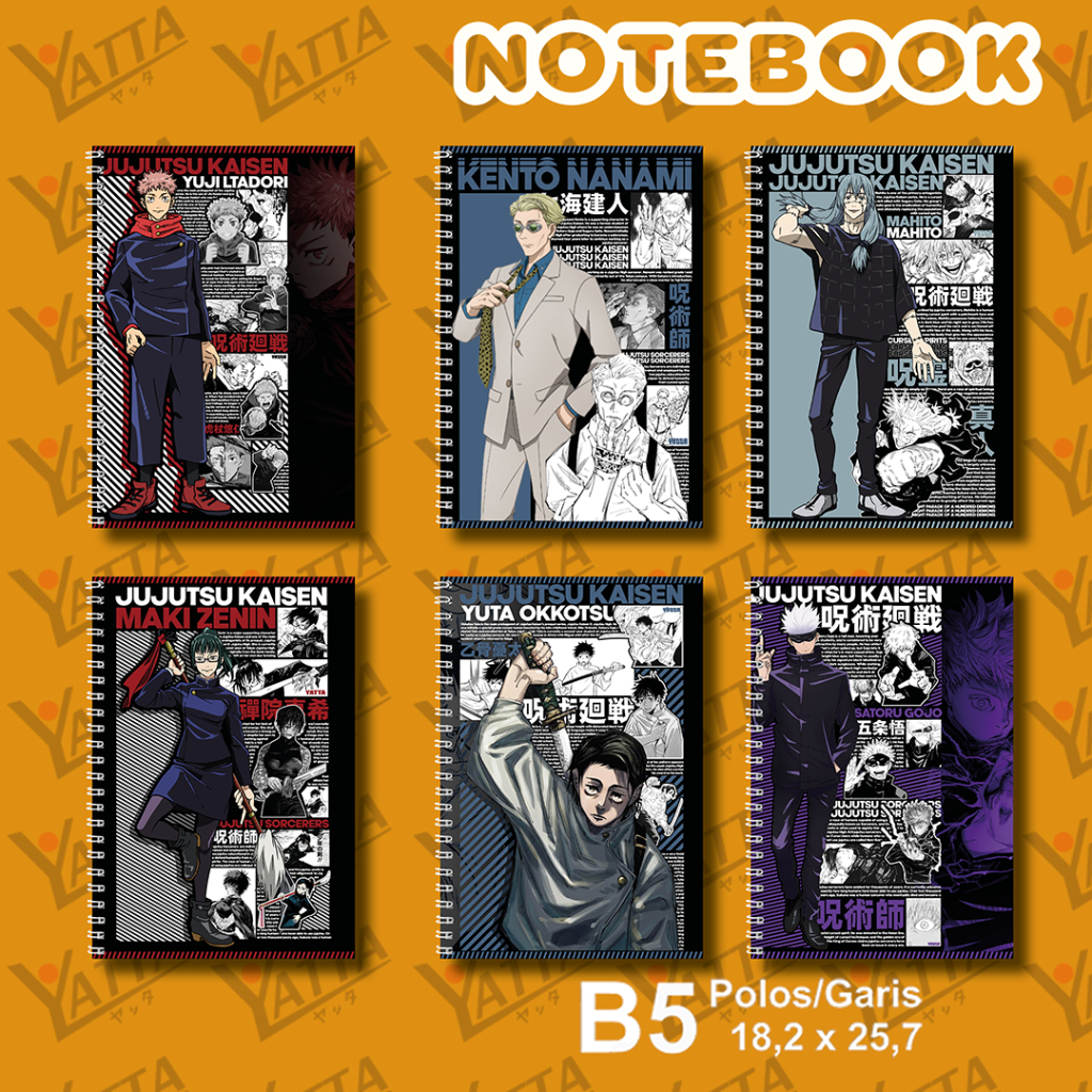 

Notebook Anime Ukuran B5 18,2 x 25,7 cm JUJUTSU KAISEN Seri 2 YOTAKUSHOP