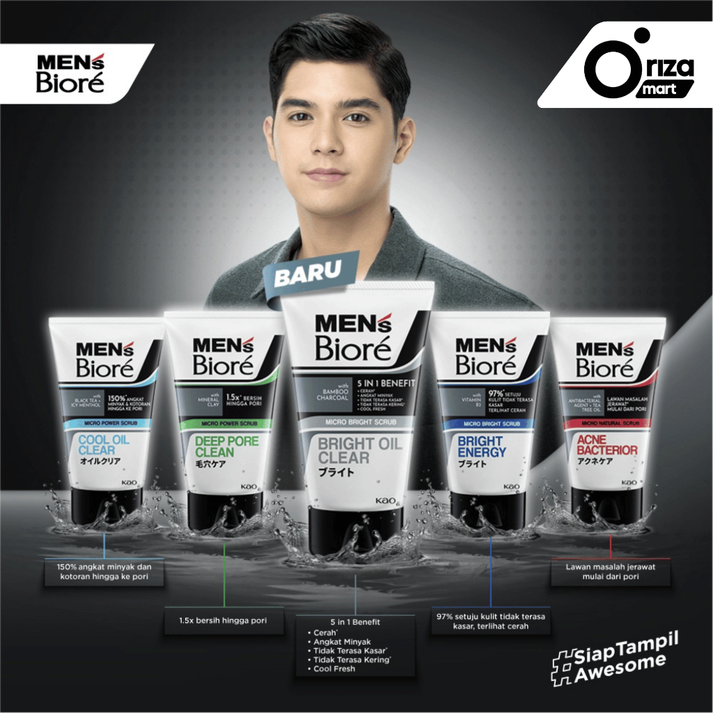 Sabun Muka Pria Men's Biore Micro Scrub Sabun Muka Pria Untuk Kulit Berjerawat  All Variant Bright O