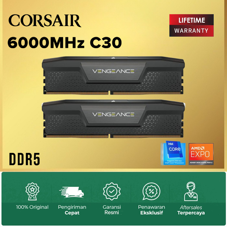 RAM CORSAIR VENGEANCE DDR5 64GB (2X32GB) 6000MHz CL30 - MEMORY PC
