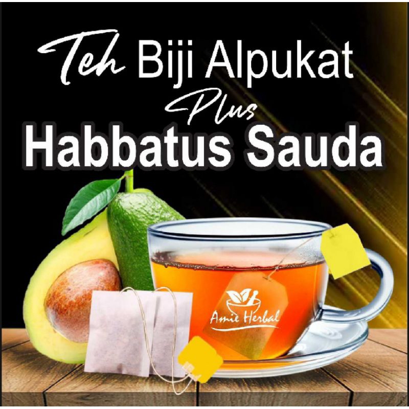 

teh celup biji alpukat/teh biji alpukat plus habbatus sauda/teh racik biji alpukat/avocado seeds tea. 30 kantong teh celup.