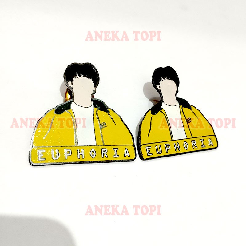 Pin Ename BTS Pin BTS Jungkook Euphoria Enamel Pin Black Plated Collection - Aneka Topi