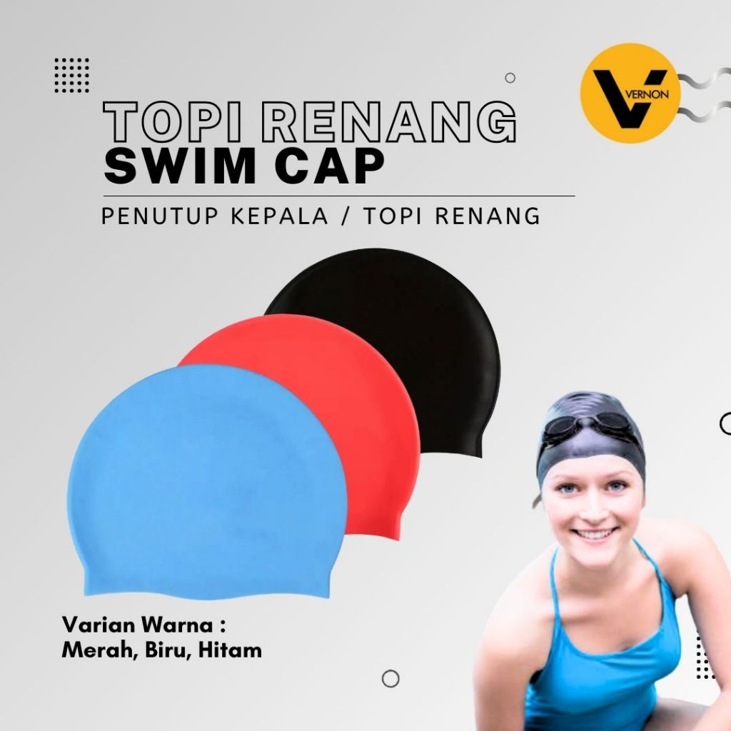 Topi Renang Swim Cap Penutup Kepala Renang Dewasa Anak-Anak