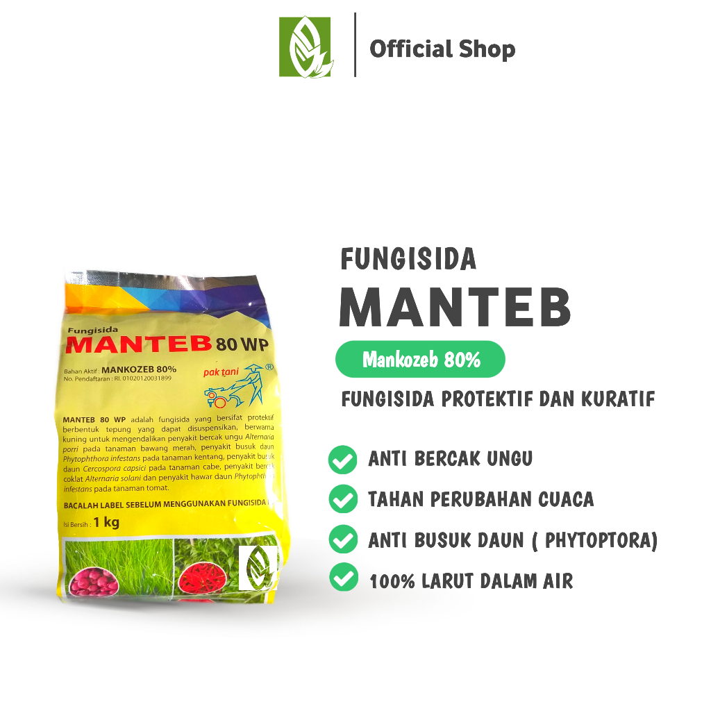 MANTEB 1KG MANKOZEB 80% ANTI BERCAK DAN BUSUK DAUN