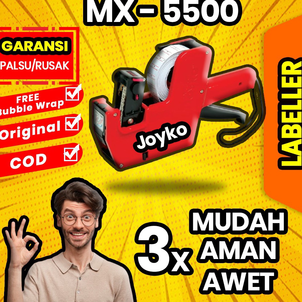 

Promo Irit Alat Mesin Label Harga Price Labeller Joyko MX55 1 Baris 8 Digit Mesin Label Harga expired COD