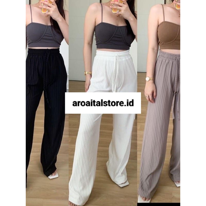 Celana kulot knit premium import/kulot knit tali tebal/Celana kulot knit highwaist