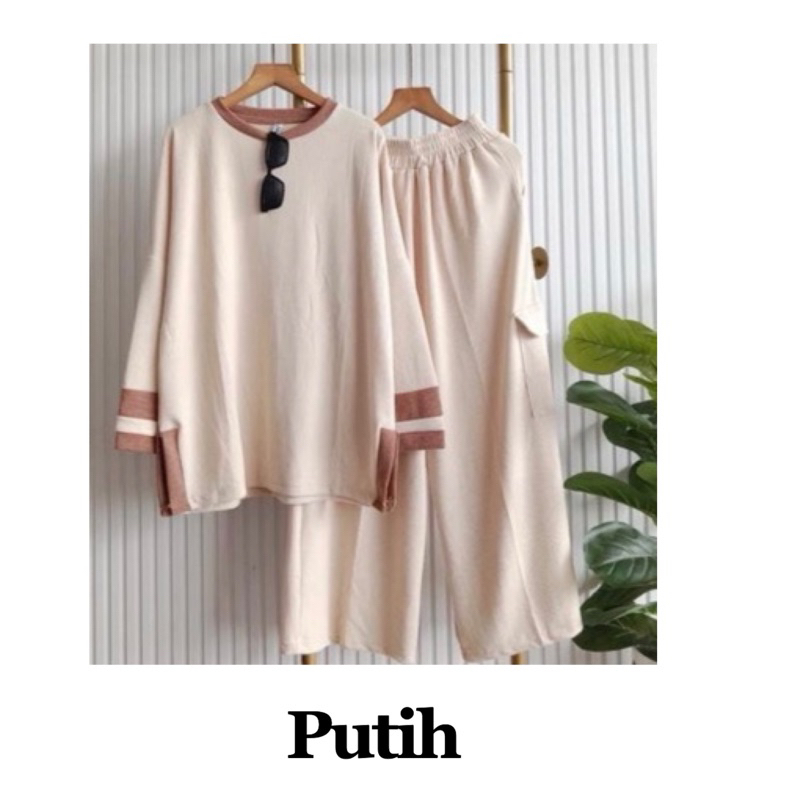 KAMARI SET CRINKLE POLOS LD 110 / KEMARI SET WANITA / SETELAN POLOS / ONE SET CELANA CARGO WANITA