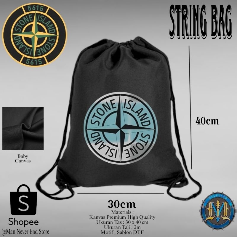String Bag Kanvas Twill Stone Island Distro / Tas Tali Serut Gymsack Baby Canvas Twill Distro Stone 
