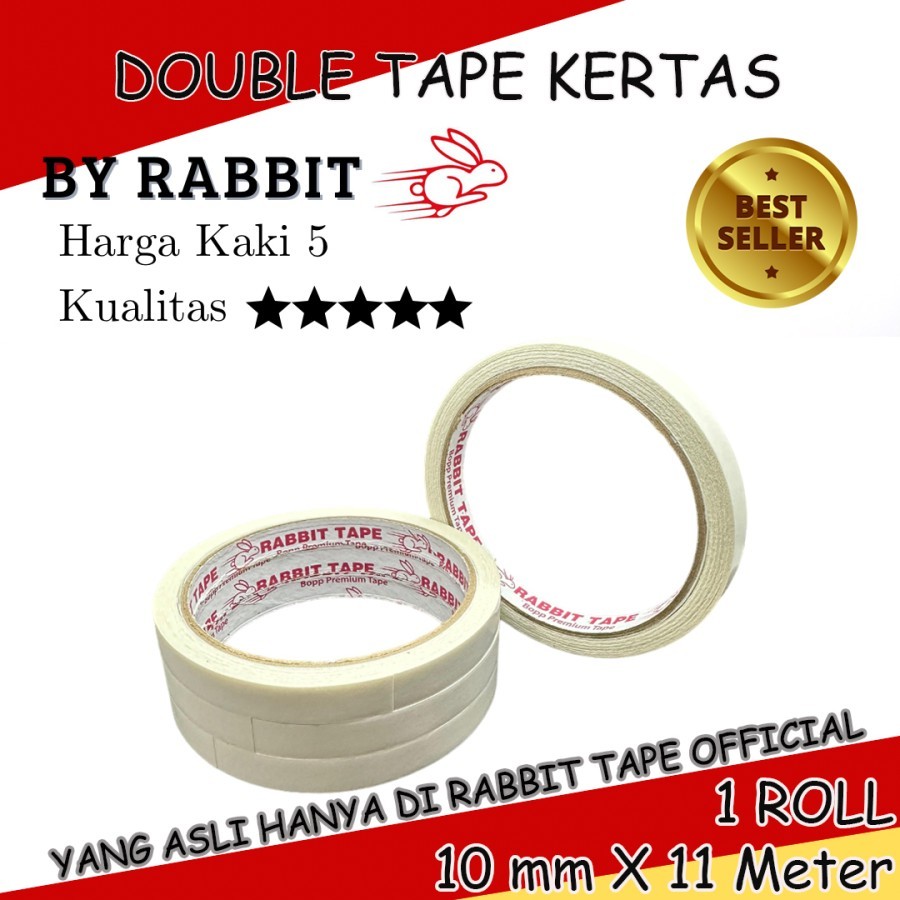 

Double Tape Kertas RABBIT TAPE 1/2 inch x 12 yard / 10 mm x 11 meter