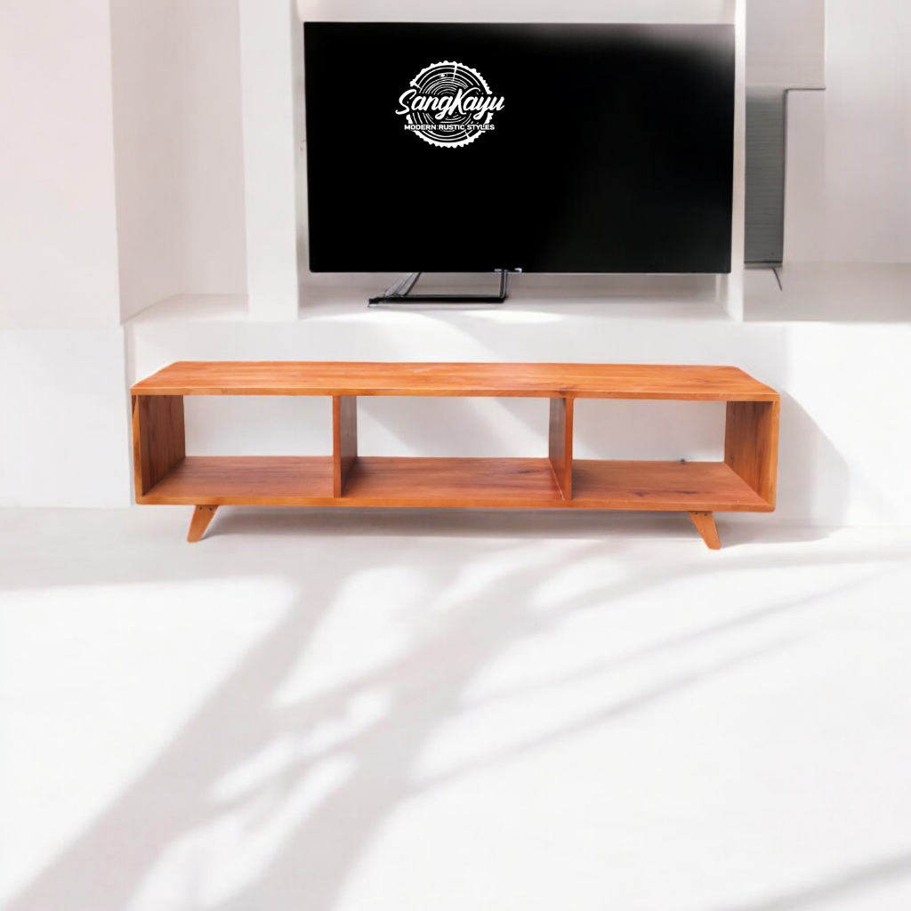 SangKayu Meja TV Minimalis Modern Rak TV Rak Serbaguna TV Stand Kayu Asli 02