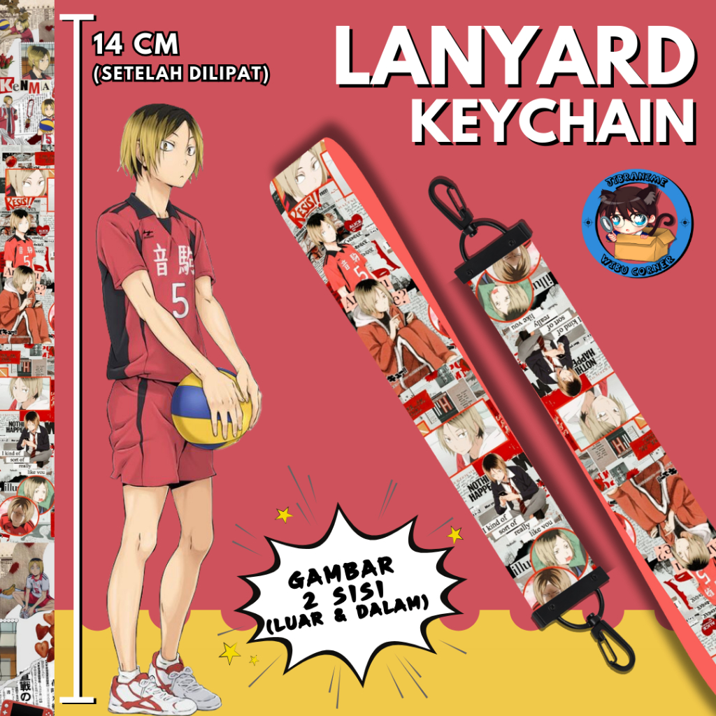 

Lanyard Strap Anime 2 Sisi / Kenma Haikyuu / Lanyard Custom Suka Suka / Gantungan kunci layard keychain