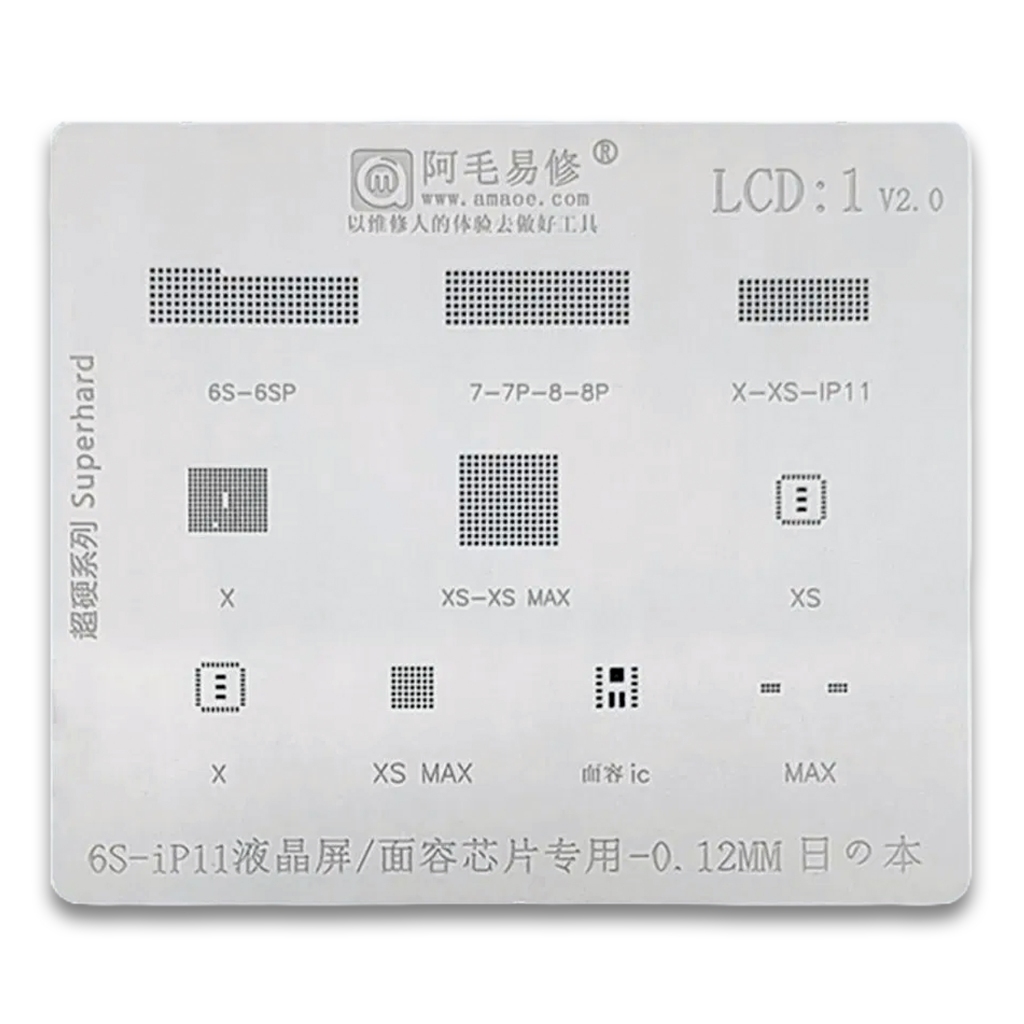 CETAKAN IC AMAOE IPHONE 6S-MAX IC LCD SET LCD:1-0.12MM BAHAN JEPANG ORIGINAL