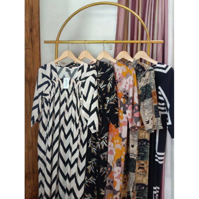 Daster Gamis Fiona Semata Kaki Lengan 3/4 Rayon Premium LD130 PB130 dengan Saku Samping - Nyaman, Dr