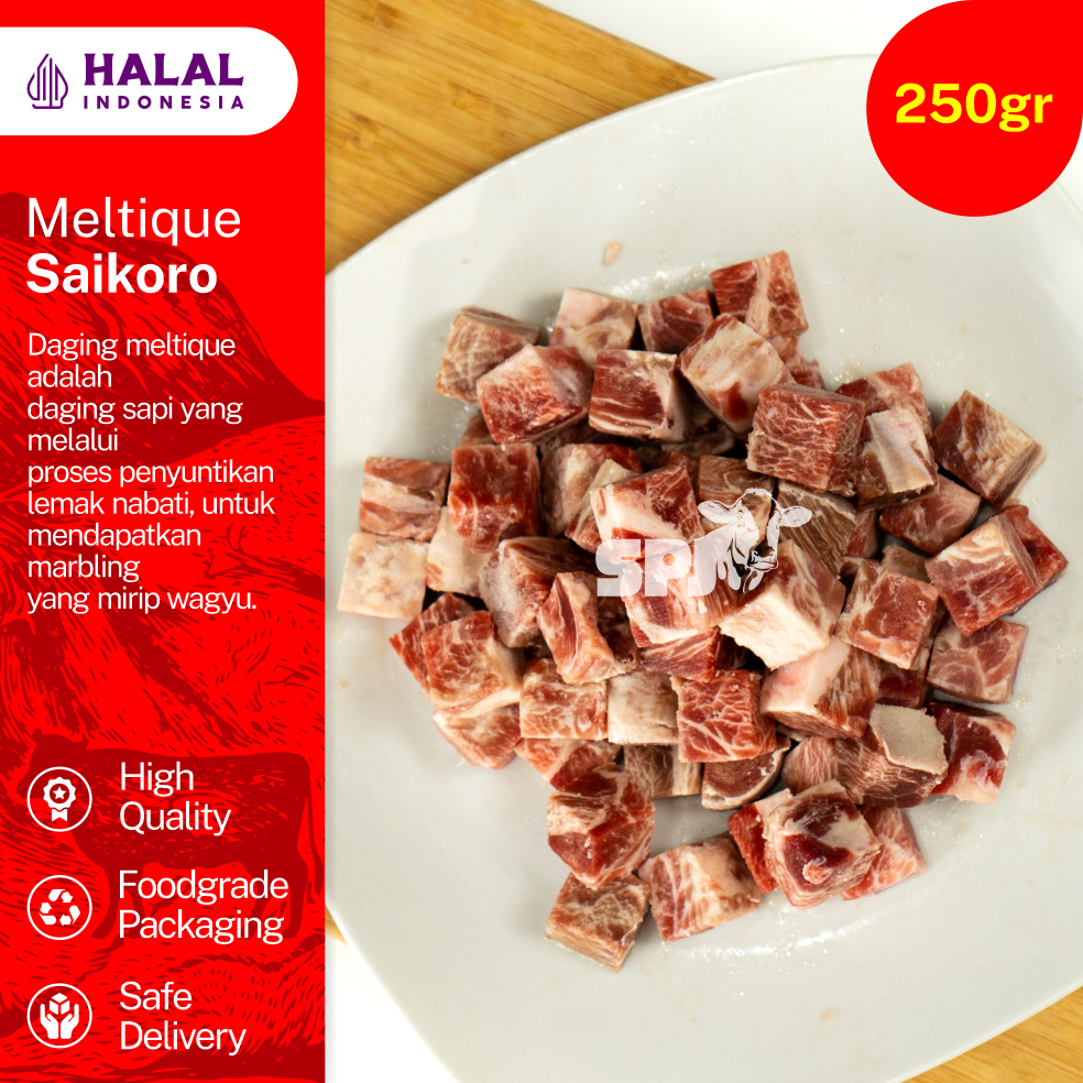 

Daging sapi premium Meltique Saikoro daging frozen daging import berkualitas 250 gram