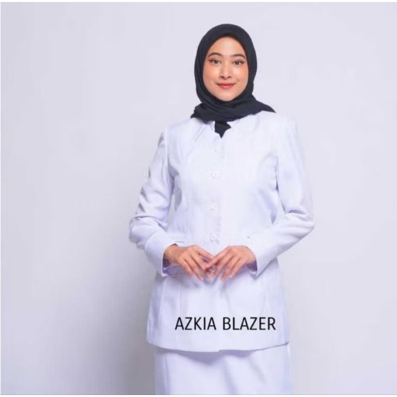 Stelan Blazer Putih Baju Seragam Putih Baju Dinas Bidan dan Perawat Terbaru Set Rok dan Celana