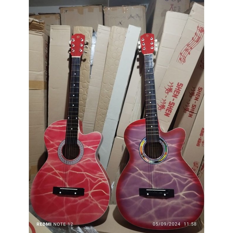 OLSHOP BANJARMASIN-gitar baru akustik Yamaha FG310 Doble siluit pink bonus tas gitar & senar cadanga