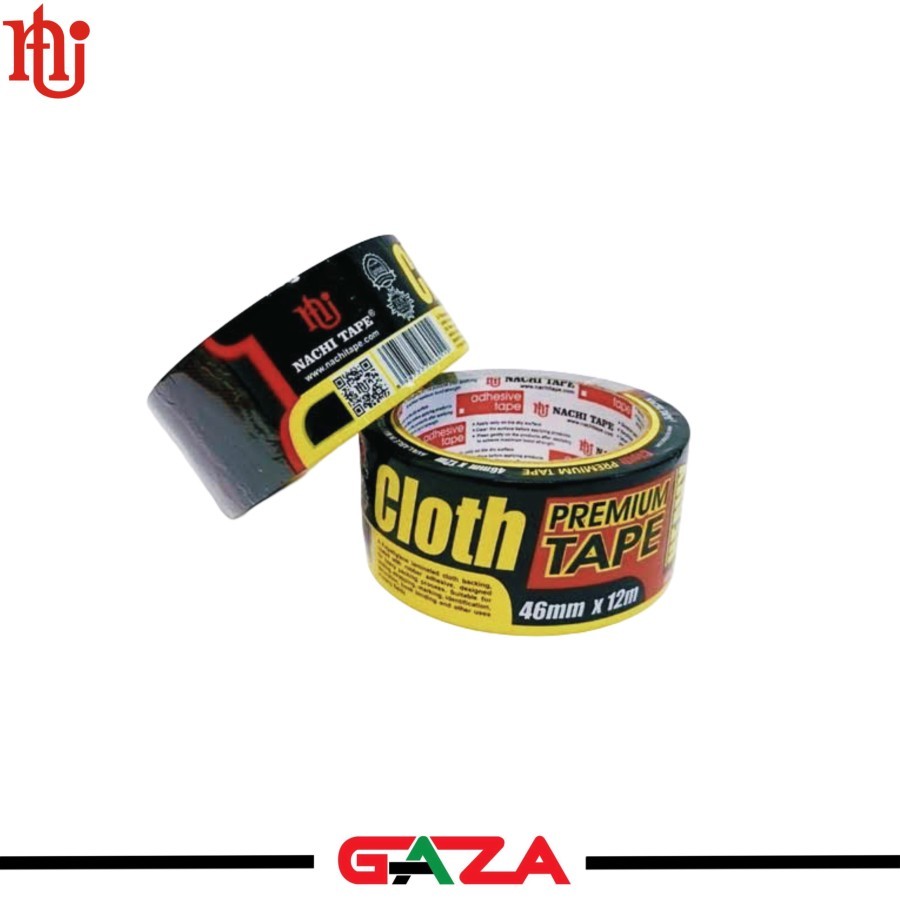 Cloth Tape Premium 46mm NACHI / Lakban Kain Hitam 46mm NACHI