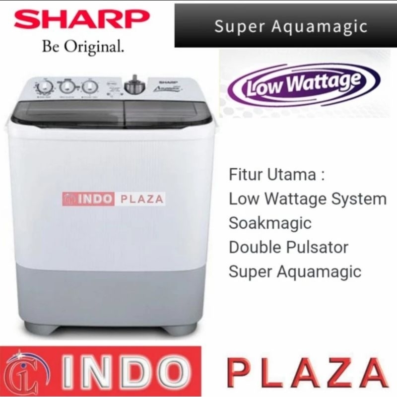 MESIN CUCI SHARP 2 TABUNG LOW WATT 8 Kg ES-T86CL / 9 Kg ES-T96CL (MEDAN)