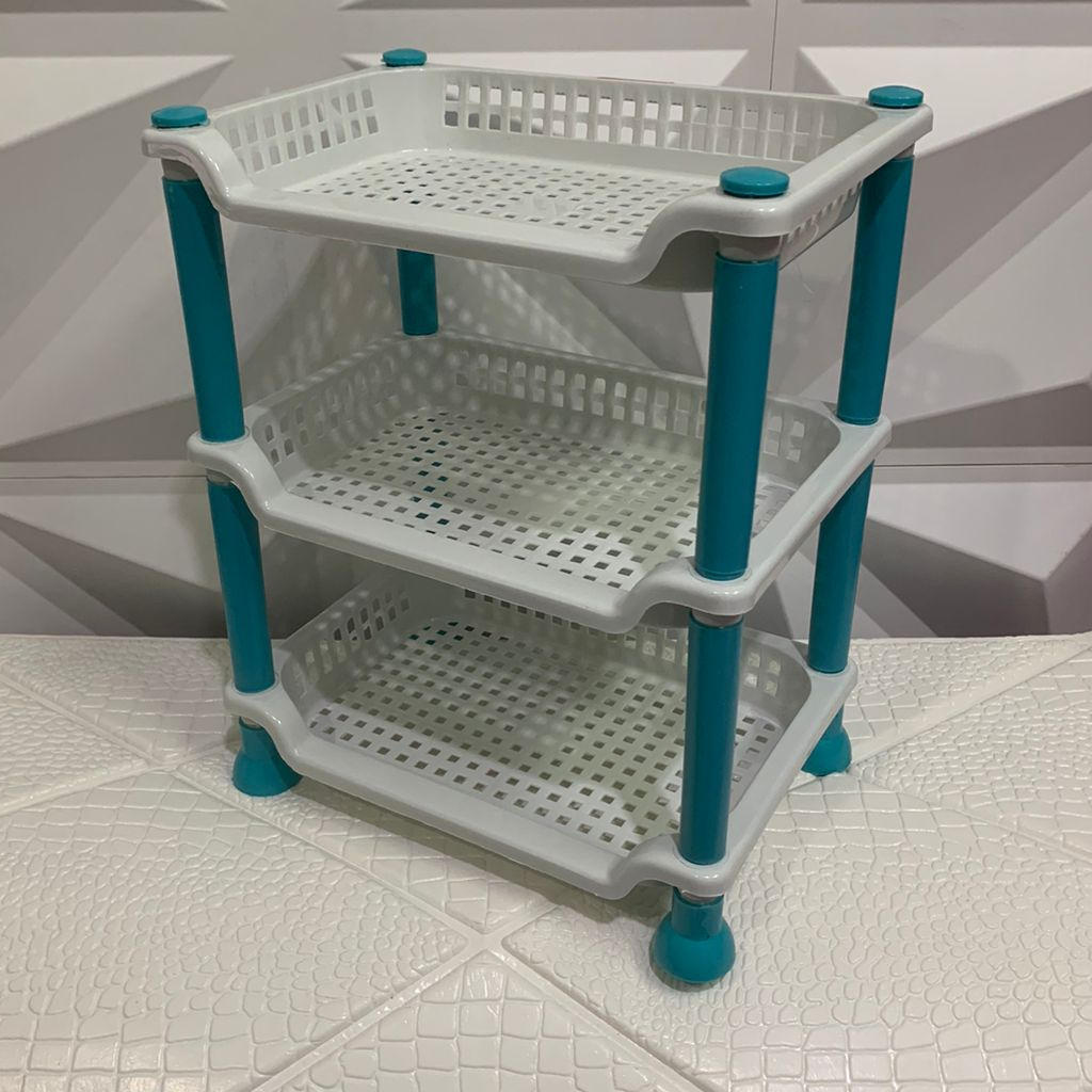 RAK SUSUN PLASTIK 3 SUSUN SEGI 4 PUTIH / RAK KOSMETIK RAK DAPUR RAK BAWANG RAK MINI SERBAGUNA MURAH