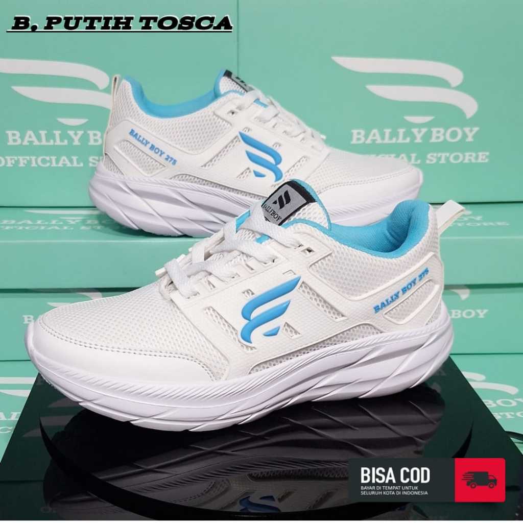 Sepatu Bally Boy Sneakers Kaual Olahraga Runing Shoes Men Lari Pria Wantan Hitam Putih