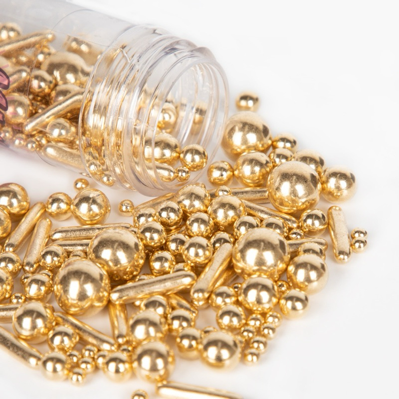 

Sprinkle Cake Pearl Cake - Hiasan Kue Dapat Dimakan Gula - White and Gold