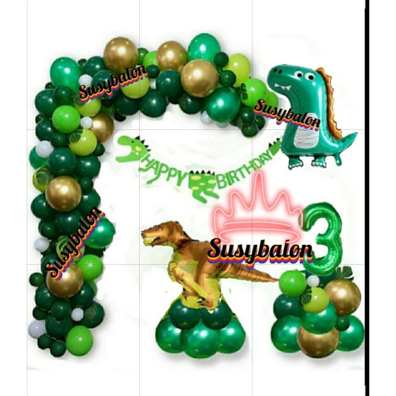 Paket Dekorasi Garland Dinosaurus/Dekorasi Simple Dinosaurus/Dekorasi Ulang Tahun Anak
