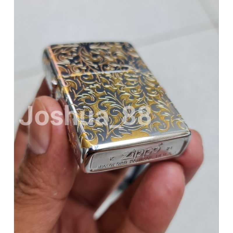 Zippo Korek Api Lighter Batik Motif Fullside/ 5 Side Silver#Limited Best Seller