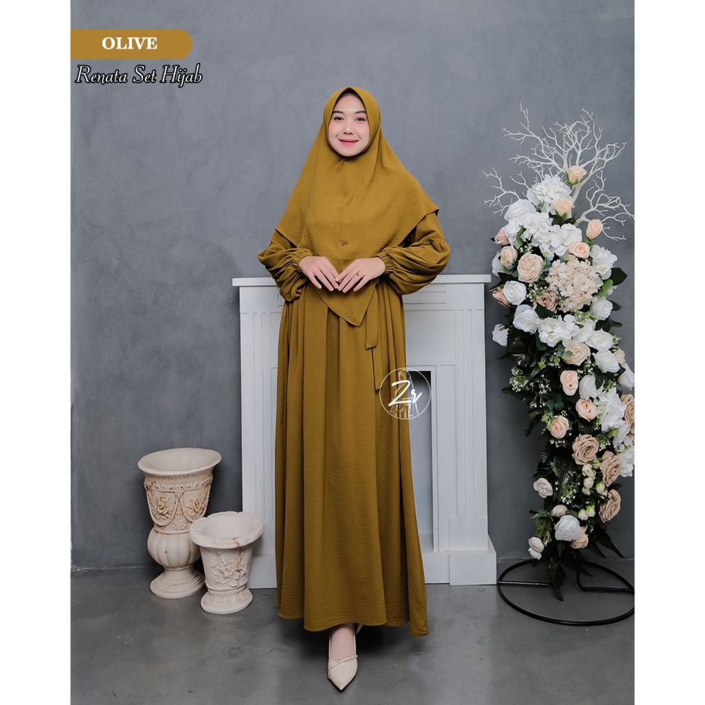 RENATA SET HIJAB CRINGKEL ORI ZR, GAMIS ZR, GAMIS MURAH, GAMIS SYARI